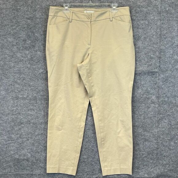 TALBOTS Pants Women’s Size 14P Beige Mid Rise Curvy Straight Cropped Capsule - Picture 1 of 15